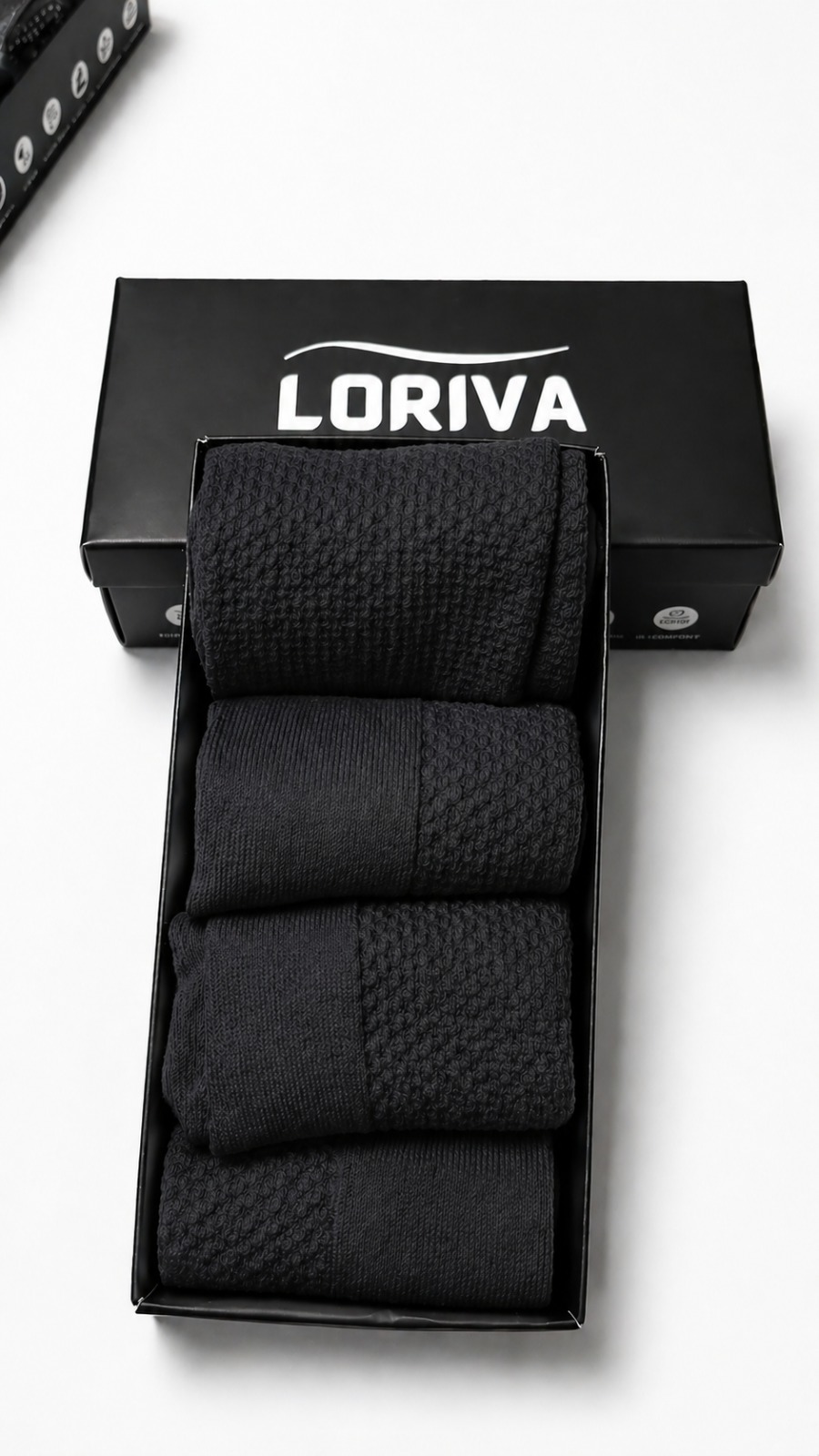 Long Black Socks 4 pair 1 box